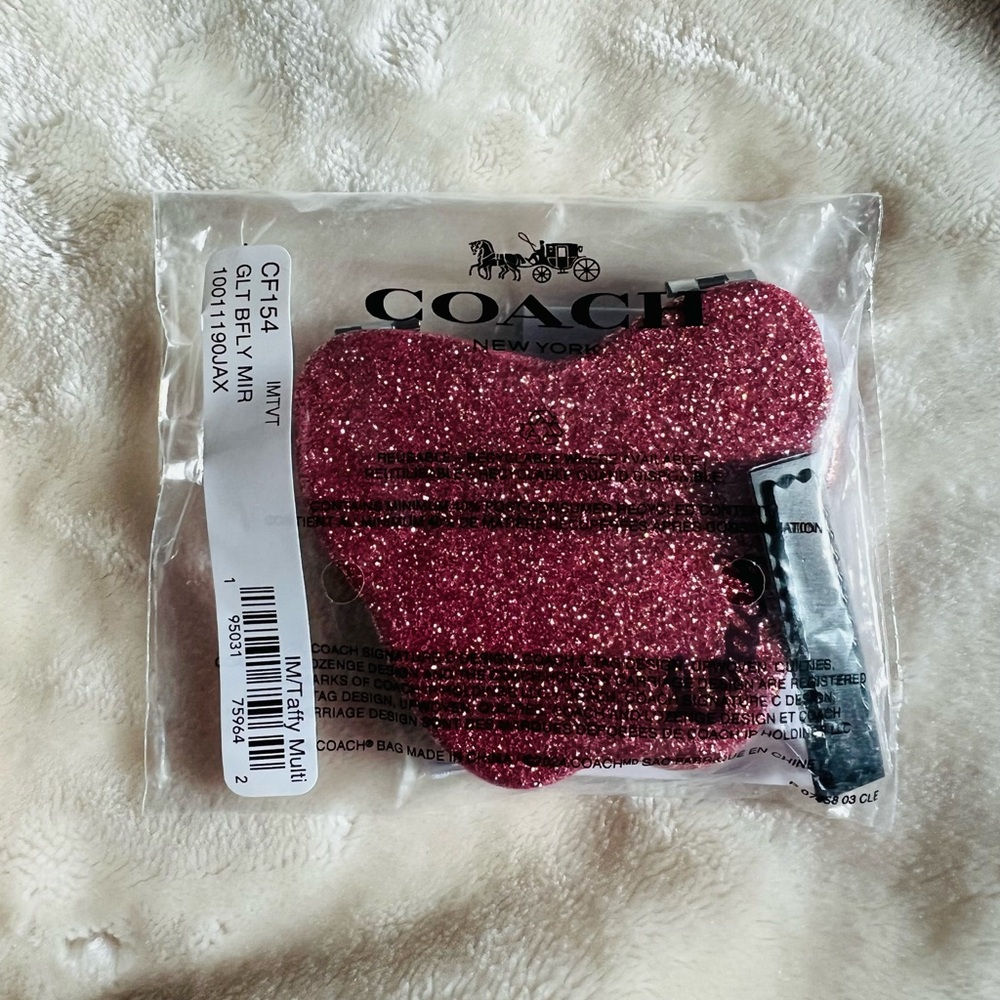Coach Glitter Pink Butterfly Compact Mirror